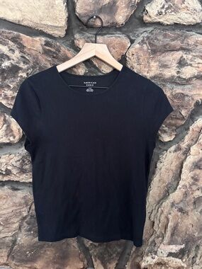 American Eagle Outfitters Black Ribbed Crewneck Tee